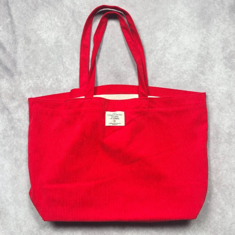Sézane NWOT Les Composantes Red Corduroy Tote Bag Large Shoulder Bag Octobre